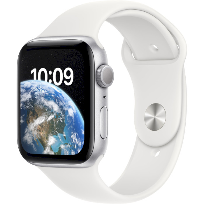 Смарт-годинник APPLE Watch SE 2 GPS 44mm Silver Aluminum Case with White Sport Band (MNK23UL/A)