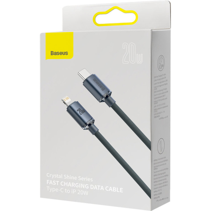 Кабель BASEUS Crystal Shine Series Fast Charging Data Cable Type-C to iP 20W 2м Black (CAJY000301)