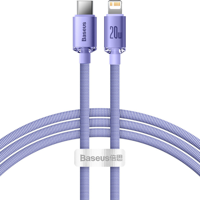 Кабель BASEUS Crystal Shine Series Fast Charging Data Cable Type-C to iP 20W 1.2м Purple (CAJY000205)