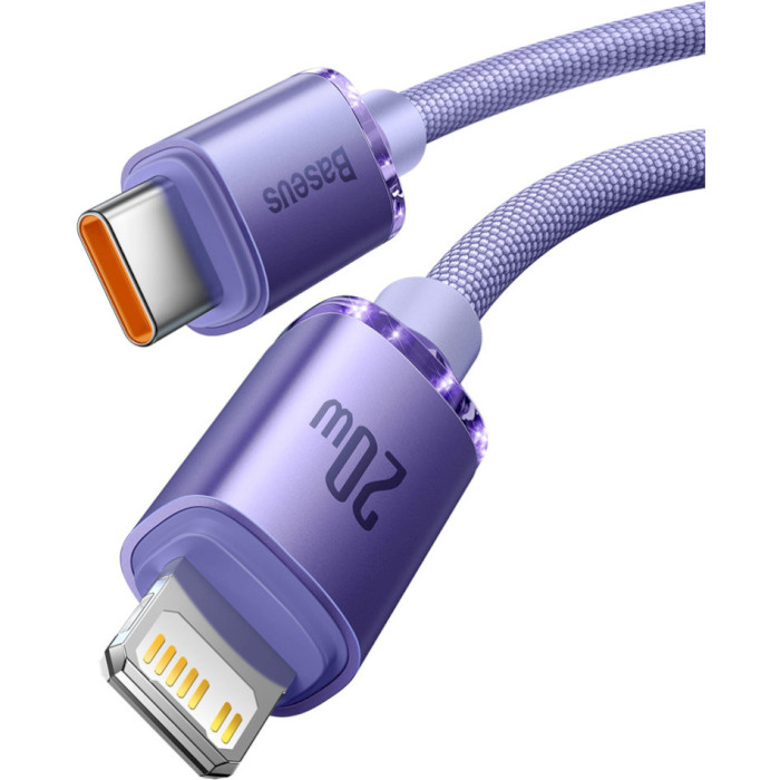 Кабель BASEUS Crystal Shine Series Fast Charging Data Cable Type-C to iP 20W 1.2м Purple (CAJY000205)