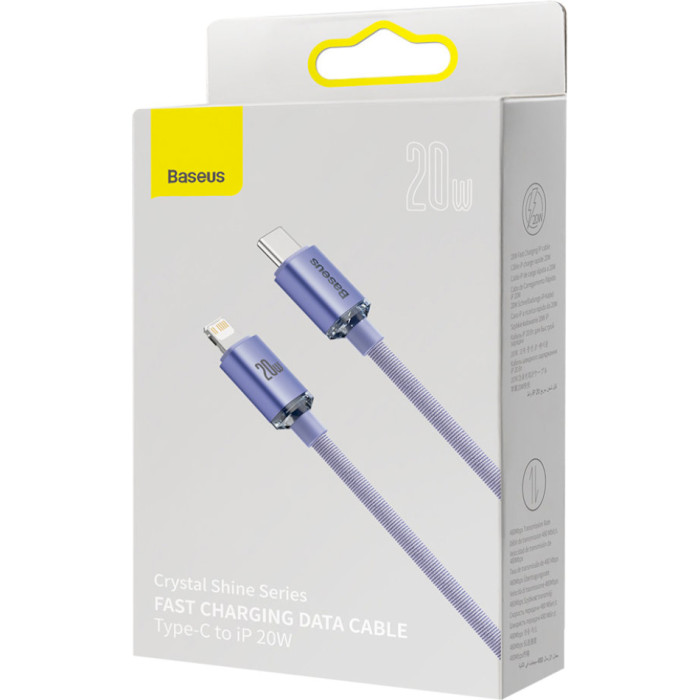 Кабель BASEUS Crystal Shine Series Fast Charging Data Cable Type-C to iP 20W 1.2м Purple (CAJY000205)