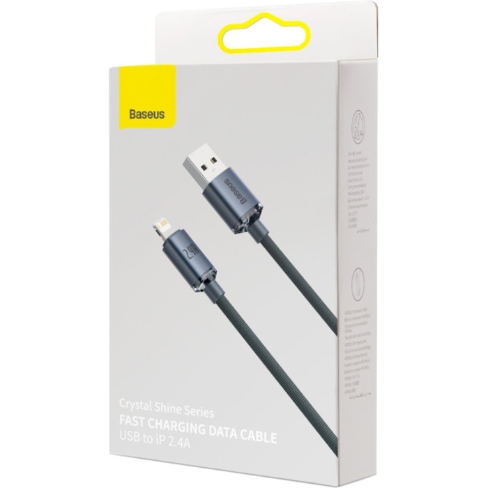 Кабель BASEUS Crystal Shine Series Fast Charging Data Cable USB to iP 2.4A 2м Black (CAJY000101)