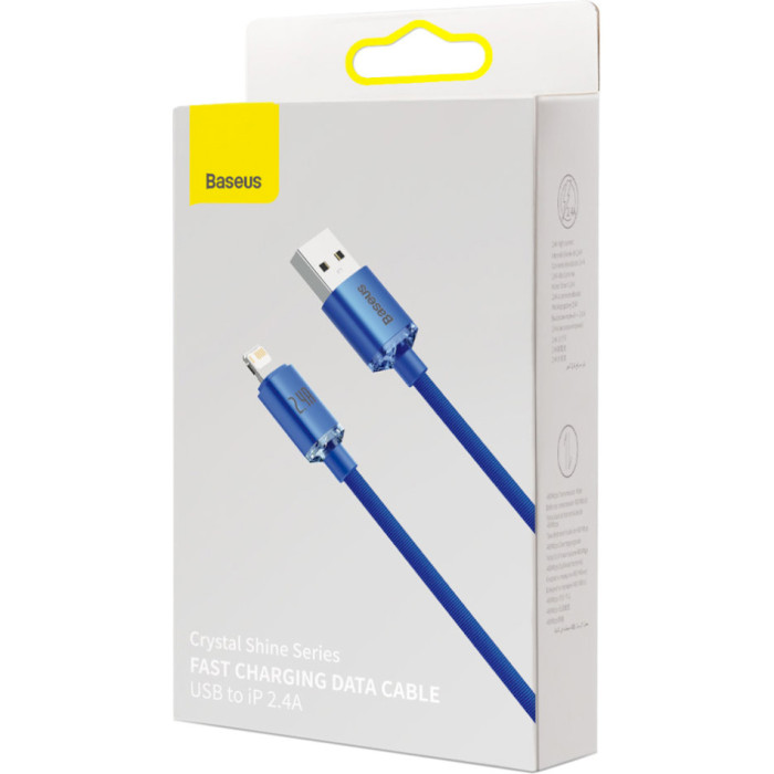 Кабель BASEUS Crystal Shine Series Fast Charging Data Cable USB to iP 2.4A 1.2м Blue (CAJY000003)