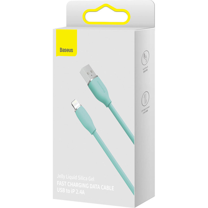 Кабель BASEUS Jelly Liquid Silica Gel Fast Charging Data Cable USB to iP 2.4A 2м Green (CAGD000106)