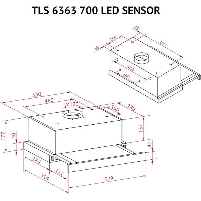Витяжка PERFELLI TLS 6363 BL 700 LED Sensor Black