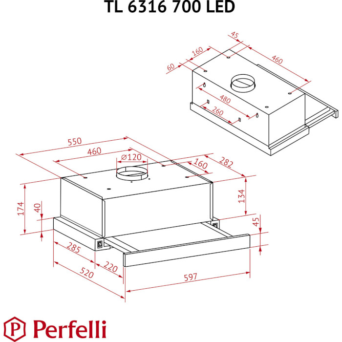 Вытяжка PERFELLI TL 6316 IV 700 LED