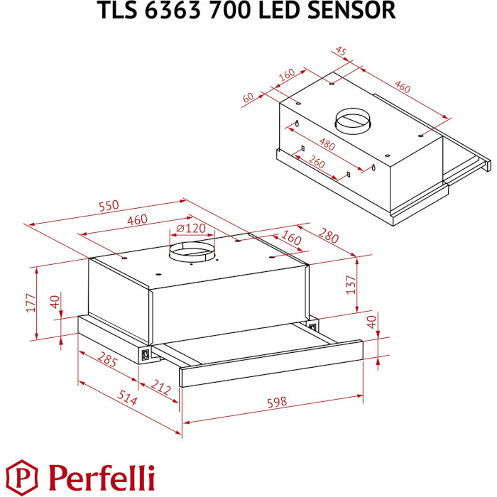 Витяжка PERFELLI TLS 6363 WH 700 LED Sensor