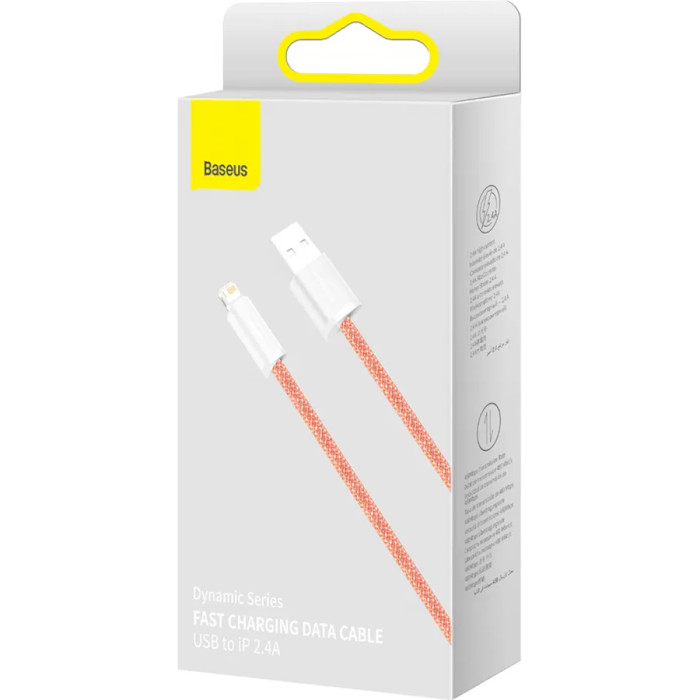 Кабель BASEUS Dynamic Series Fast Charging Data Cable USB to iP 2.4A 1м Orange (CALD000407)