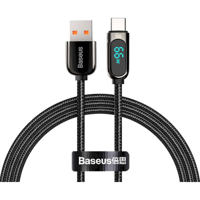 Кабель BASEUS Display Fast Charging Data Cable USB to Type-C 66W 1м Black (CASX020001)