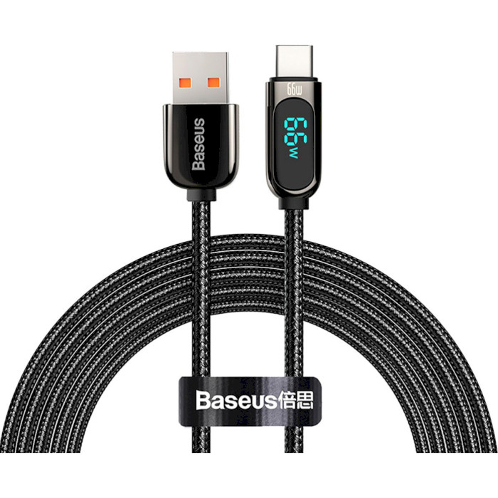 Кабель BASEUS Display Fast Charging Data Cable USB to Type-C 66W 2м Black (CASX020101)