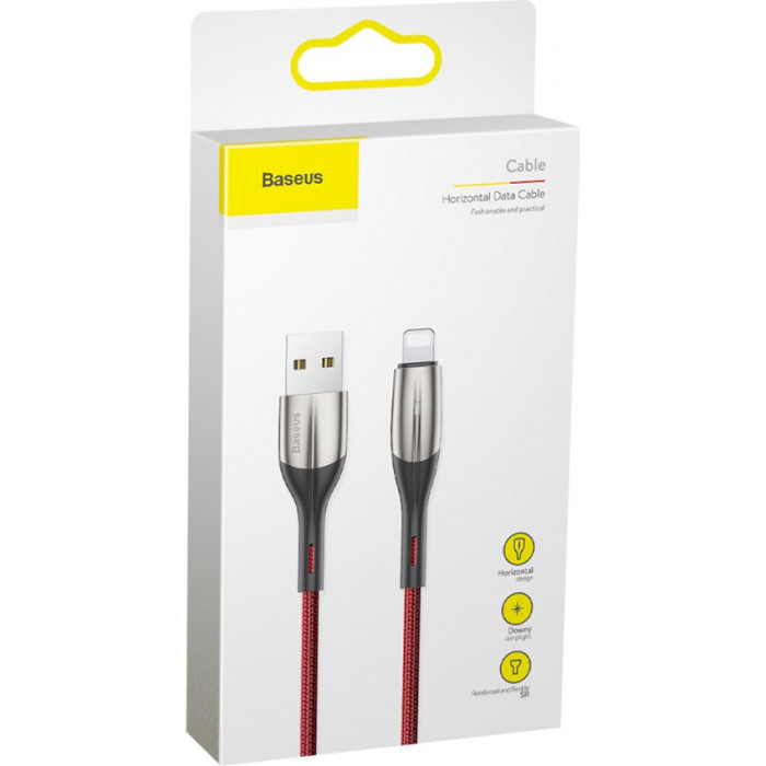 Кабель BASEUS Horizontal Data Cable USB for iP 2.4A 2м Red (CALSP-C09)