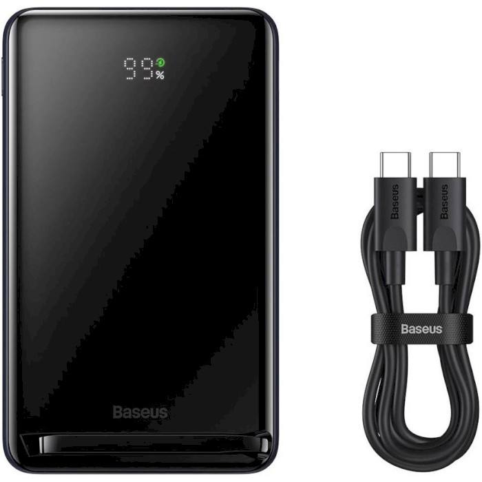 Повербанк з бездротовою зарядкою BASEUS Magnetic Bracket Wireless Fast Charge Power Bank 20W 10000mAh Black (PPCX000003)