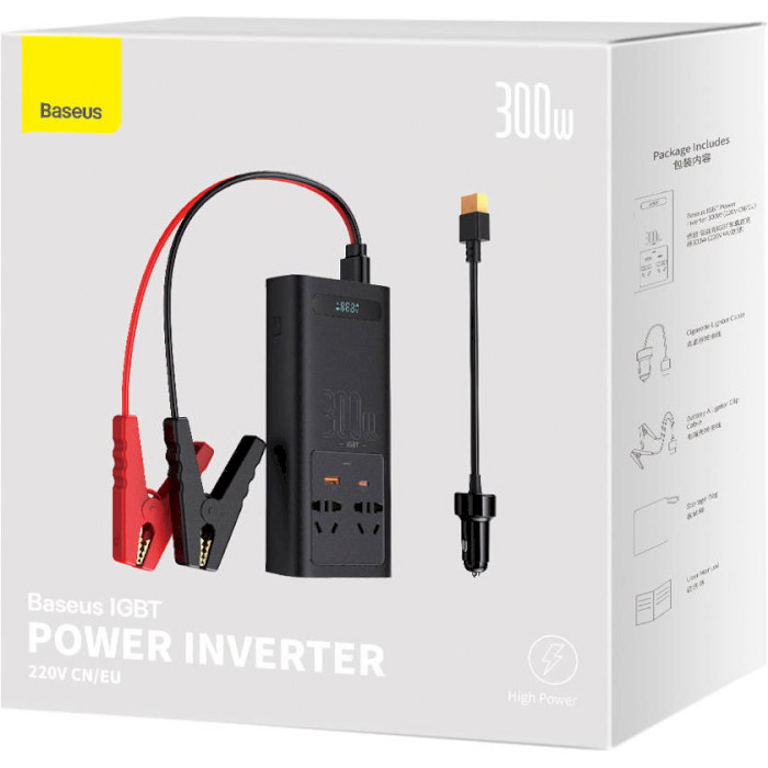 Инвертор напряжения BASEUS IGBT Power Inverter 300W 220V CN/EU 12V/220V 300W (CGNB010101)
