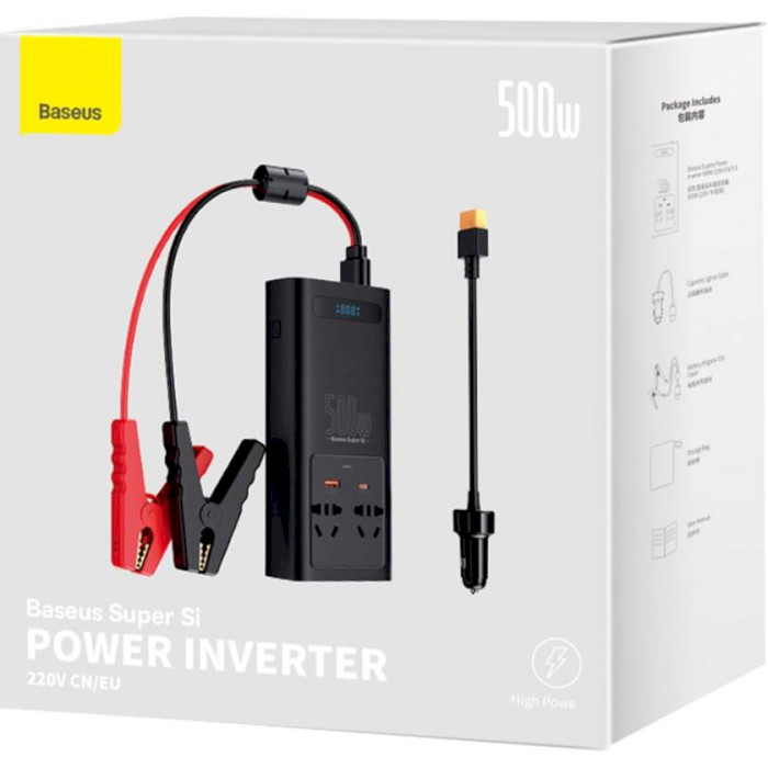 Інвертор напруги BASEUS Super Si Power Inverter 500W 220V CN/EU 12V/220V 500W (CGNB000101)