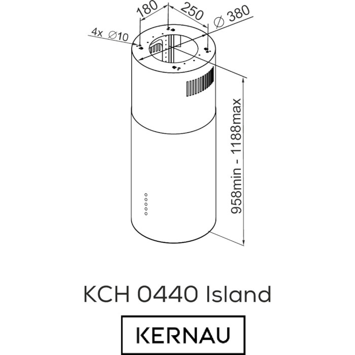 Вытяжка KERNAU KCH 0440 ISLAND Copper