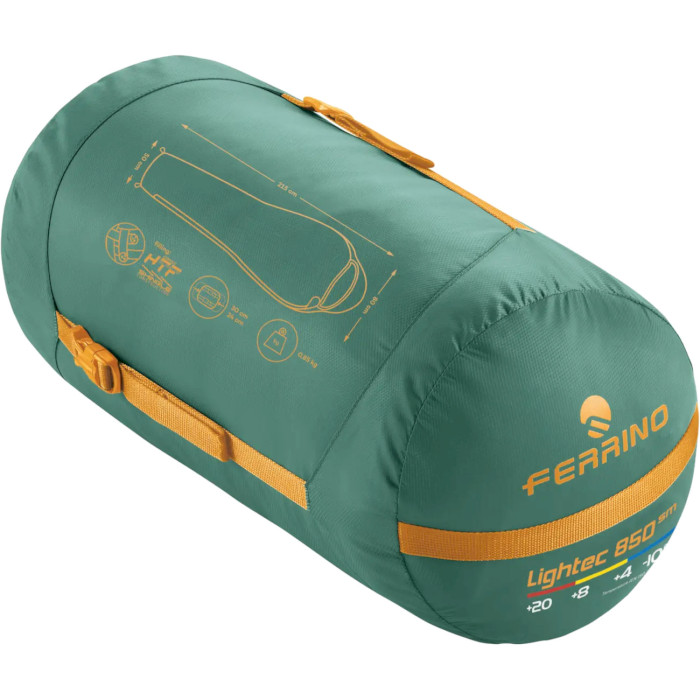 Спальний мішок FERRINO Lightec SM 850 -10°C Green/Yellow Left (86651IVV)