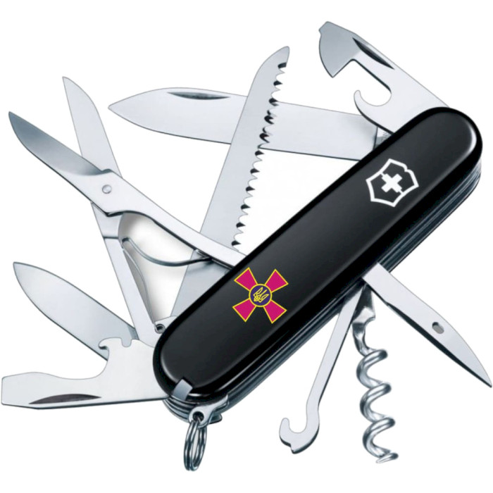 Швейцарський ніж VICTORINOX Huntsman Black емблема ЗСУ (VX13713.3_W0010U)