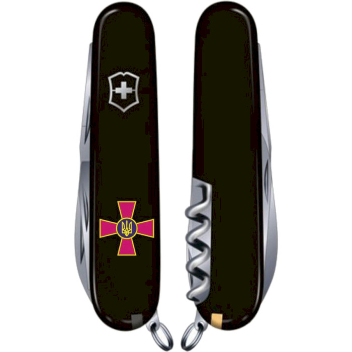 Швейцарський ніж VICTORINOX Huntsman Black емблема ЗСУ (VX13713.3_W0010U)