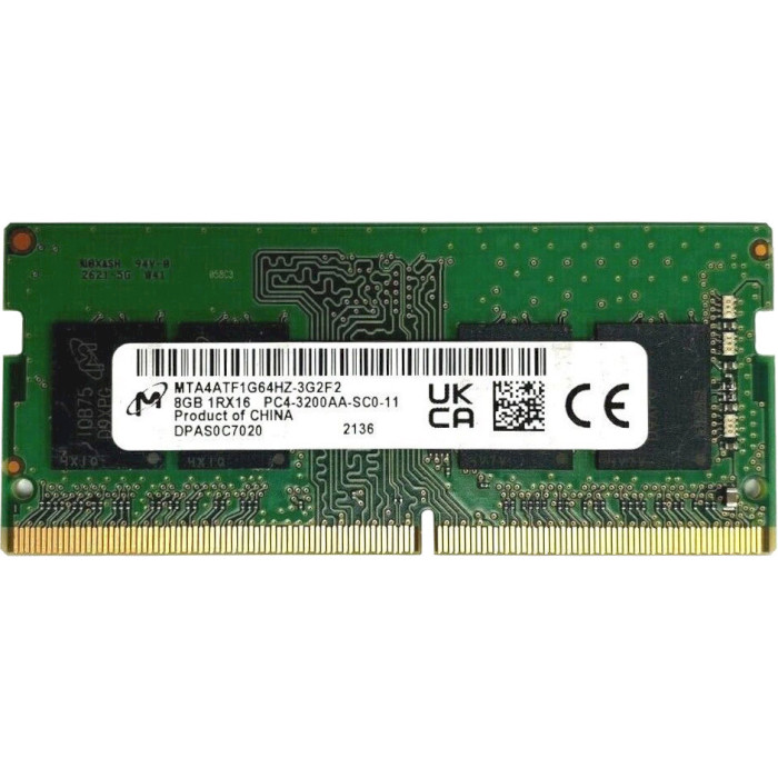Модуль пам'яті MICRON SO-DIMM DDR4 3200MHz 8GB (MTA4ATF1G64HZ-3G2F1)