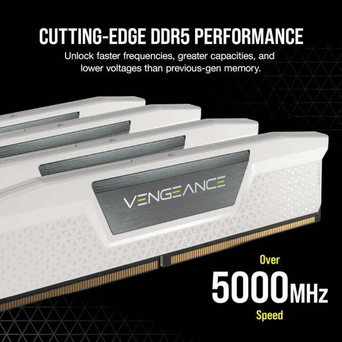 Модуль пам'яті CORSAIR Vengeance White DDR5 5200MHz 32GB Kit 2x16GB (CMK32GX5M2B5200C40W)