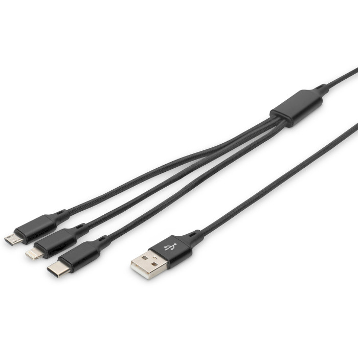 Кабель DIGITUS 3-in-1 Charger Cable 1м Black (AK-300160-010-S)