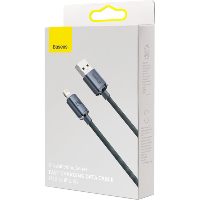 Кабель BASEUS Crystal Shine Series Fast Charging Data Cable USB to iP 2.4A 1.2м Black (CAJY000001)