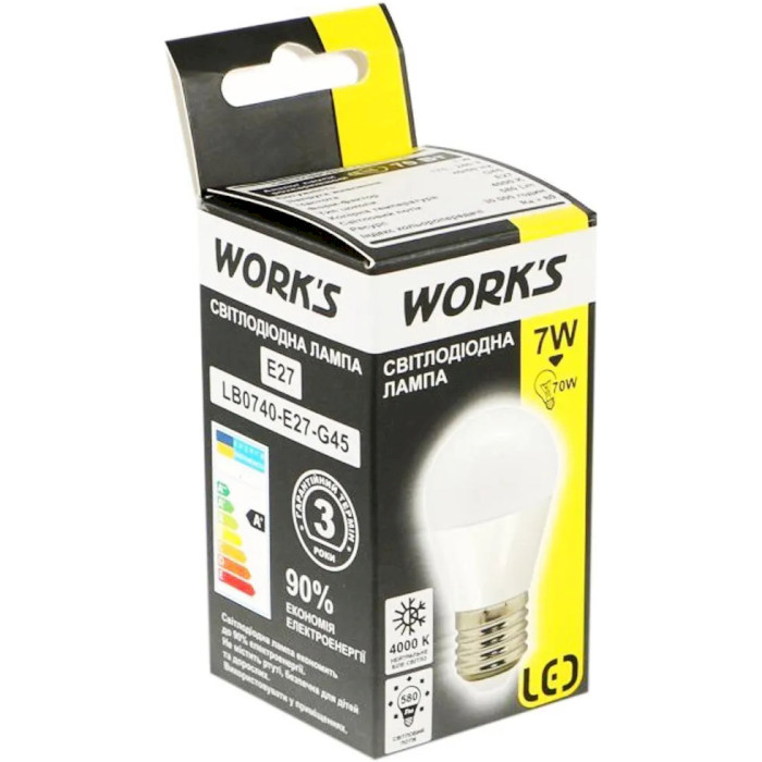 Лампочка LED WORKS G45 E27 7W 4000K 220V (G45-LB0740-E27)