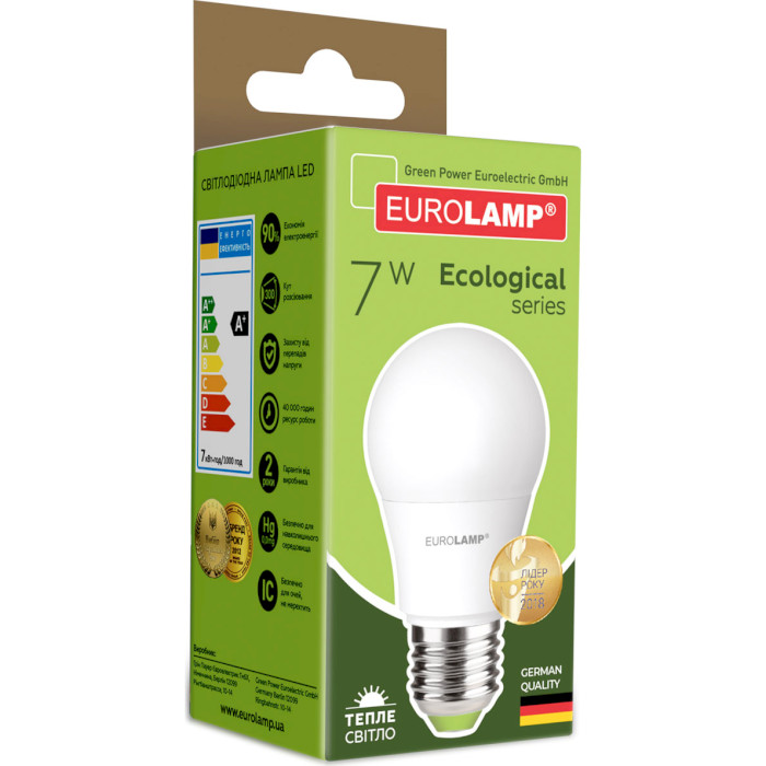 Лампочка LED EUROLAMP A50 E27 7W 3000K 220V (LED-A50-07273(P))