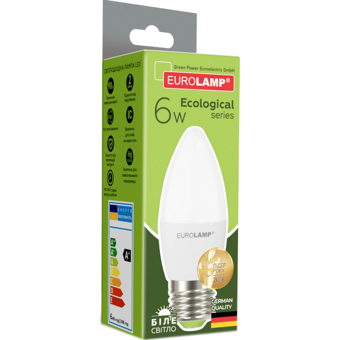 Лампочка LED EUROLAMP B35 E27 6W 4000K 220V (LED-CL-06274(P))