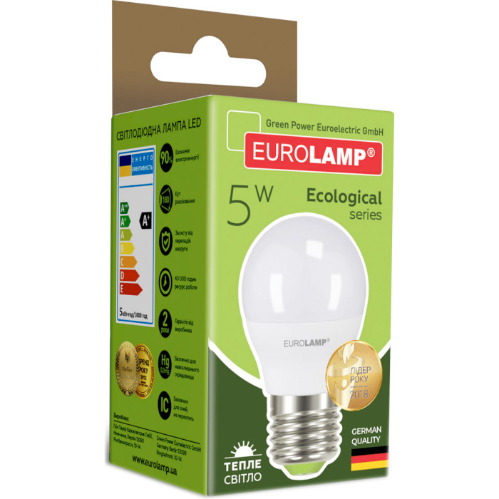 Лампочка LED EUROLAMP G45 E27 5W 3000K 220V (LED-G45-05273(P))