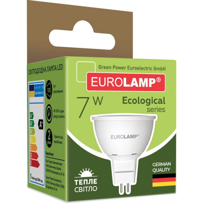 Лампочка LED EUROLAMP MR16 GU5.3 7W 3000K 220V (LED-SMD-07533(P))