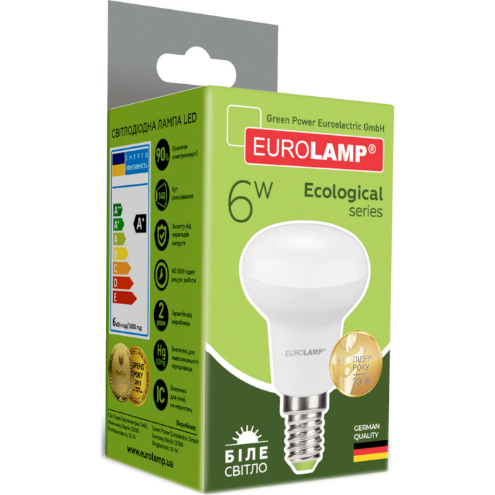 Лампочка LED EUROLAMP R50 E14 6W 4000K 220V (LED-R50-06144(P))