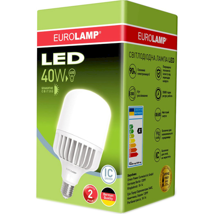 Лампочка LED EUROLAMP T100 E27 40W 6500K 220V (LED-HP-40276)