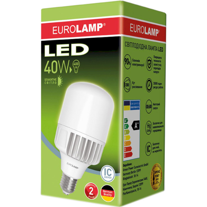 Лампочка LED EUROLAMP T100 E40 40W 6500K 220V (LED-HP-40406)