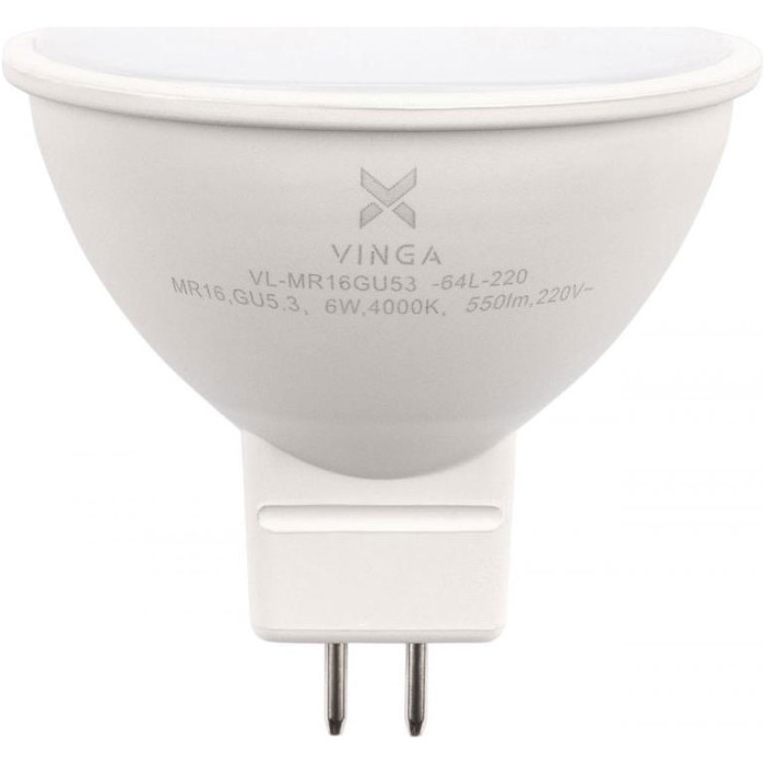 Лампочка LED VINGA MR16 GU5.3 6W 4000K 220V (VL-MR16GU53-64L-220)