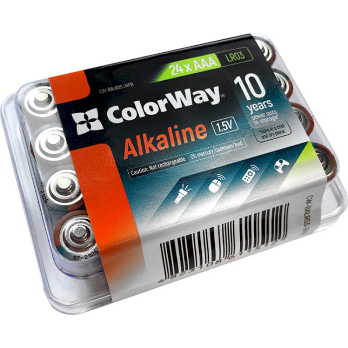 Батарейка COLORWAY Alkaline AAA 24шт/уп (CW-BALR03-24PB)