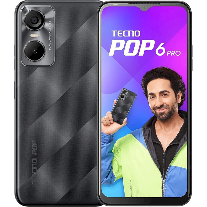 Смартфон TECNO Pop 6 Pro (BE8) 2/32GB Polar Black