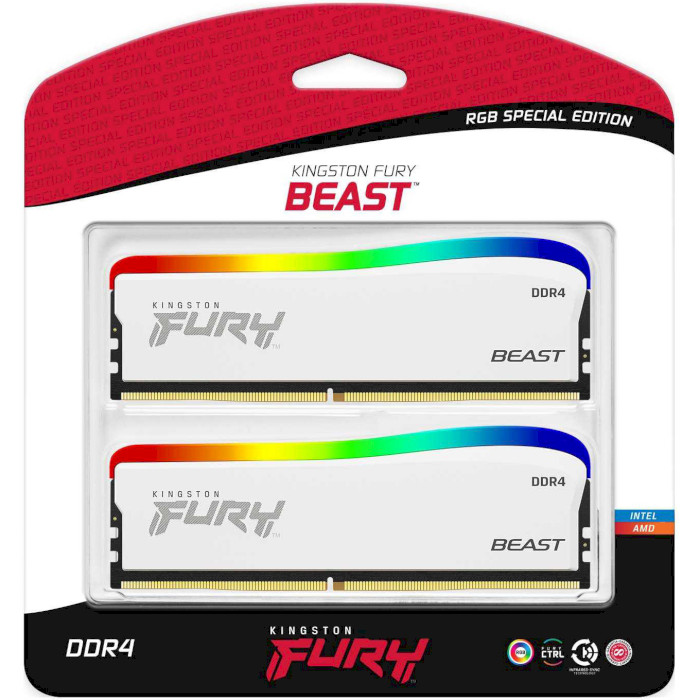 Модуль пам'яті KINGSTON FURY Beast RGB Special Edition White DDR4 3200MHz 32GB Kit 2x16GB (KF432C16BWAK2/32)