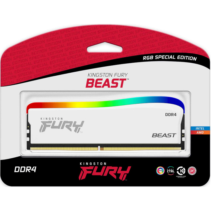 Модуль пам'яті KINGSTON FURY Beast RGB Special Edition White DDR4 3600MHz 16GB (KF436C18BWA/16)