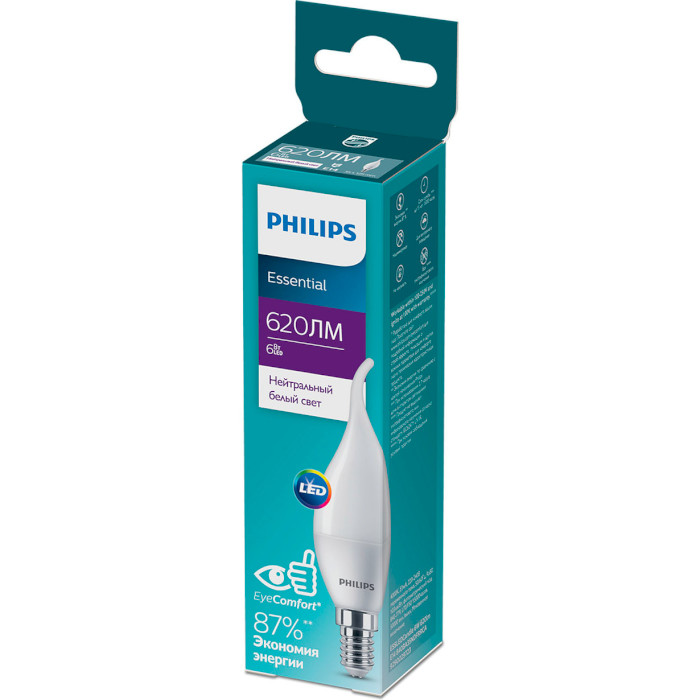 Лампочка LED PHILIPS ESSLEDCandle BA35 E14 6W 4000K 220V (929002972307)