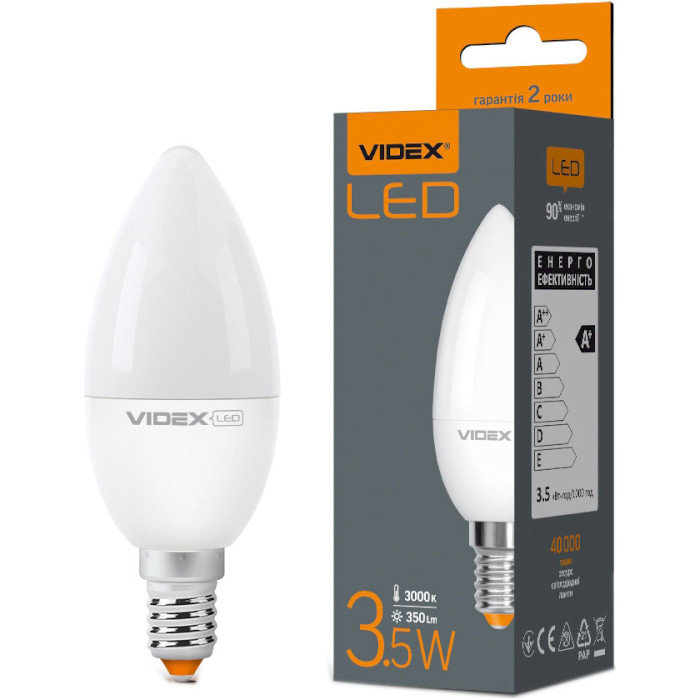 Лампочка LED VIDEX C37 E14 3.5W 3000K 220V (VL-C37E-35143)