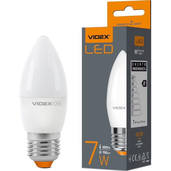 Лампочка LED VIDEX C37 E27 7W 3000K 220V (VL-C37E-07273)