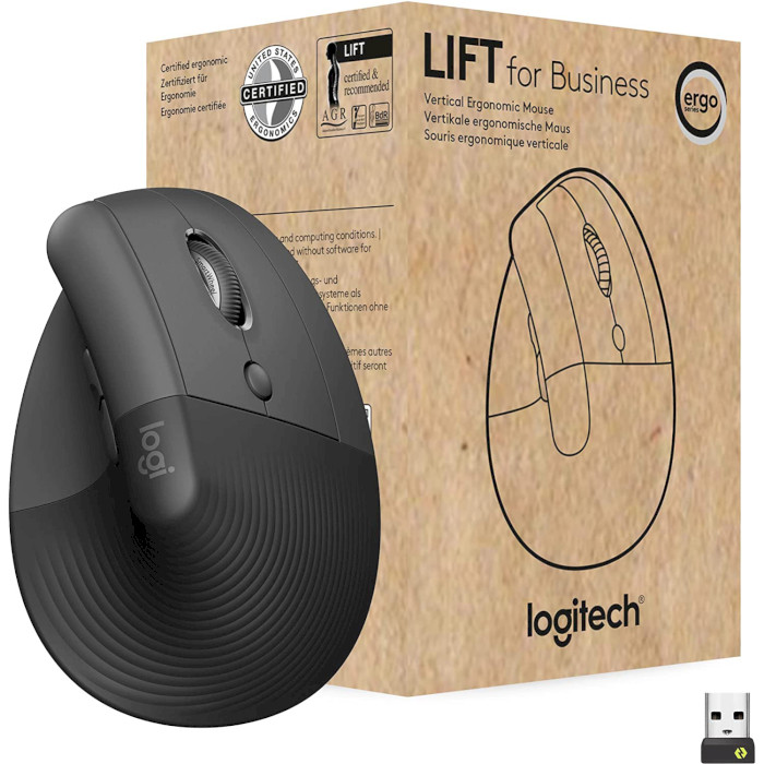 Вертикальна миша LOGITECH Lift for Business Graphite (910-006494)
