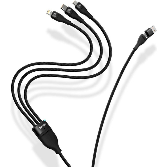 Кабель BASEUS Flash Series II 3-in-1 Fast Charging Data Cable U+C to M+L+C 100W 1.2м Black (CASS030101)