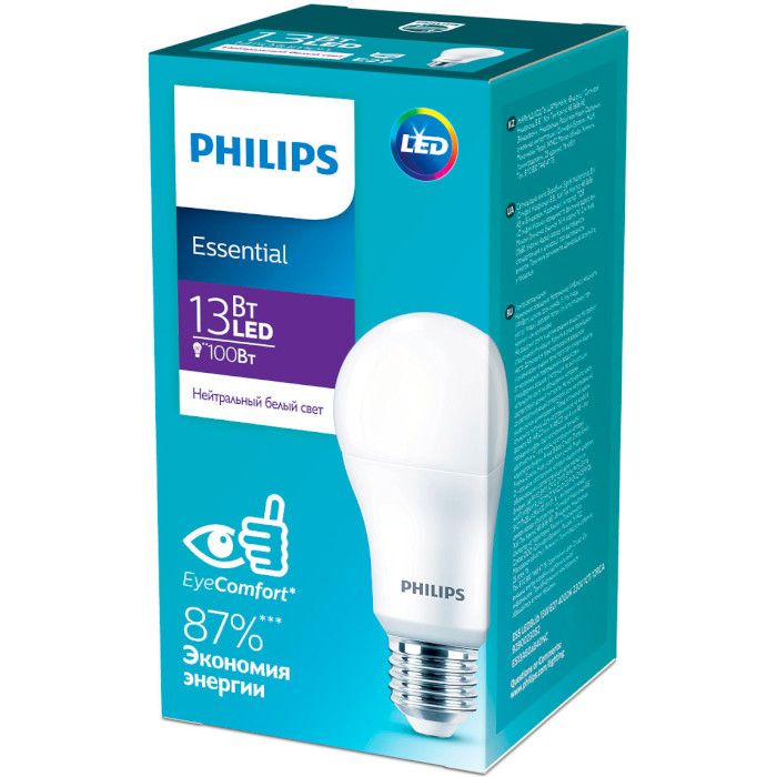 Лампочка LED PHILIPS ESS LEDBulb A60 E27 13W 4000K 220V (929002305287)
