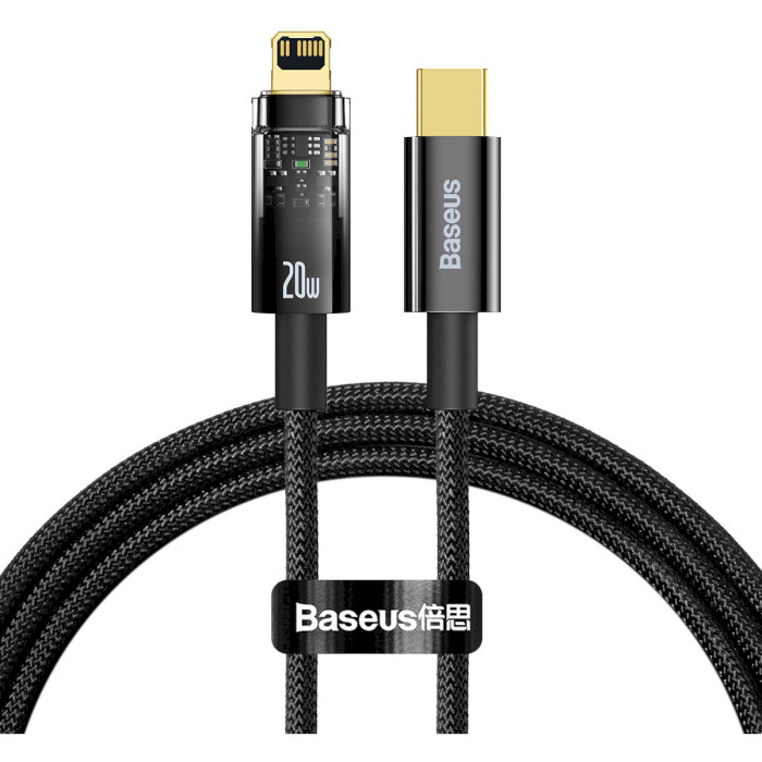 Кабель BASEUS Explorer Series Auto Power-Off Fast Charging Data Cable Type-C to IP 20W 1м Black (CATS000001)