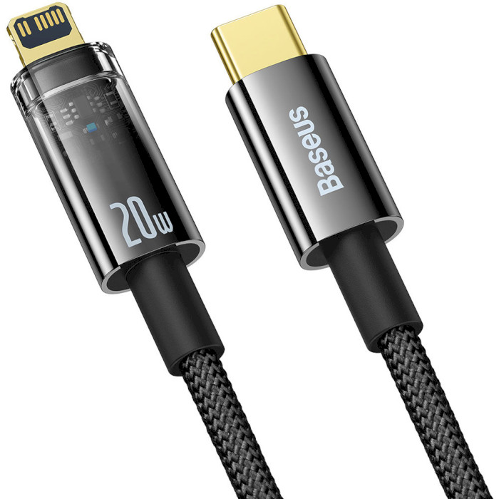 Кабель BASEUS Explorer Series Auto Power-Off Fast Charging Data Cable Type-C to IP 20W 1м Black (CATS000001)