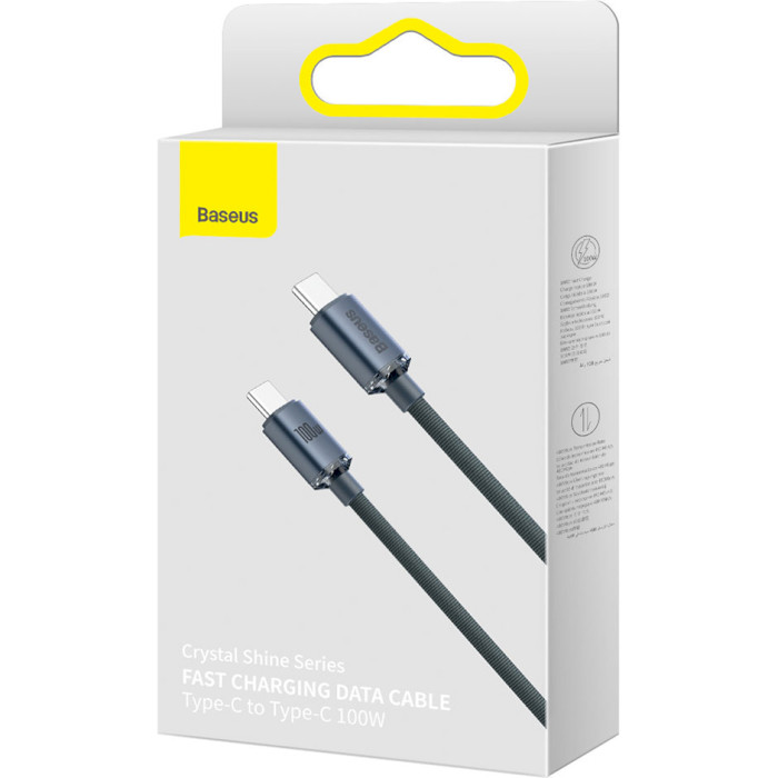 Кабель BASEUS Crystal Shine Series Fast Charging Data Cable Type-C to Type-C 100W 1.2м Black (CAJY000601)