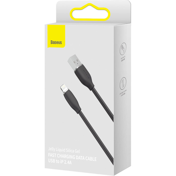 Кабель BASEUS Jelly Liquid Silica Gel Fast Charging Data Cable USB to iP 2.4A 1.2м Black (CAGD000001)