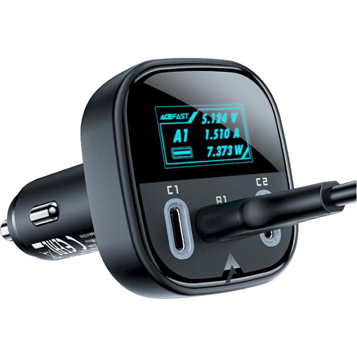 Автомобільний зарядний пристрій ACEFAST B5 Fast Charge Car Charger 101W (2xUSB-C, 1xUSB-A, PD3.0 65W, QC3.0 36W) Black